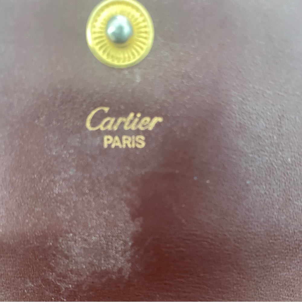 CARTIER MASON FOLDING KISS-LOCK WALLET MASTRIN BORDEAUX LEATHER - Picture 7 of 11